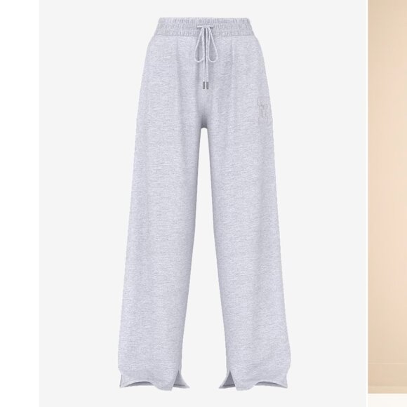 PINK Victoria's Secret Ivy Fleece Wide-Leg Split-Hem Gray Sweatpants - NWT - Picture 6 of 7